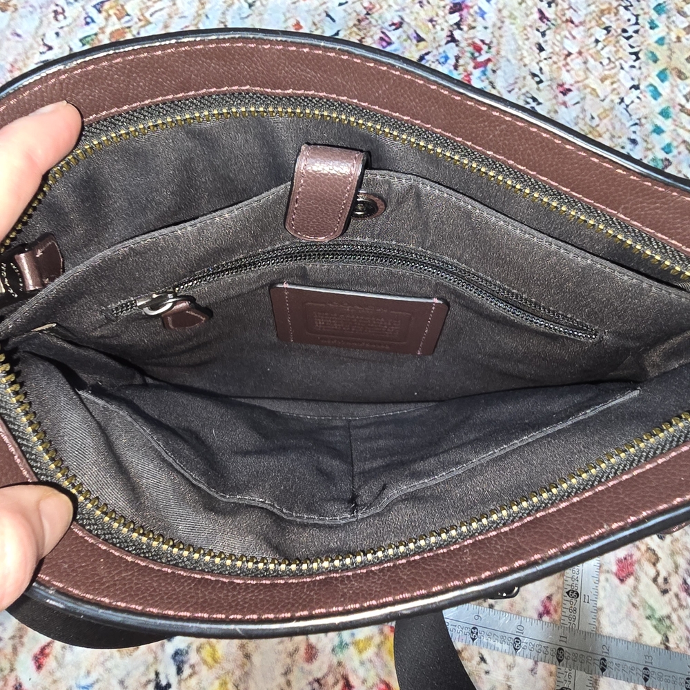 Coach Charles Brown Messenger Bag with Orange and Gray Stripes - Picture 4 of 6